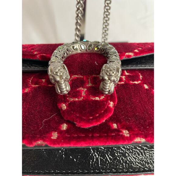 Gucci Dionysus Super Mini Red Velvet Crossbody Bag NWB - Picture 6 of 15